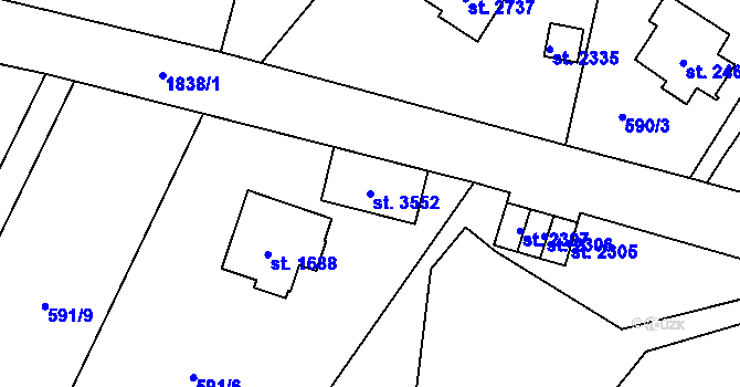 Parcela st. 3552 v KÚ Vrchlabí, Katastrální mapa