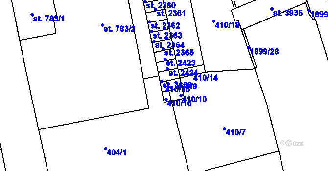 Parcela st. 410/15 v KÚ Vrchlabí, Katastrální mapa