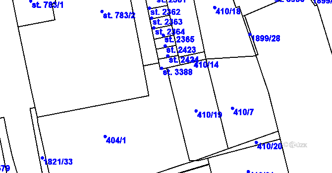 Parcela st. 410/16 v KÚ Vrchlabí, Katastrální mapa