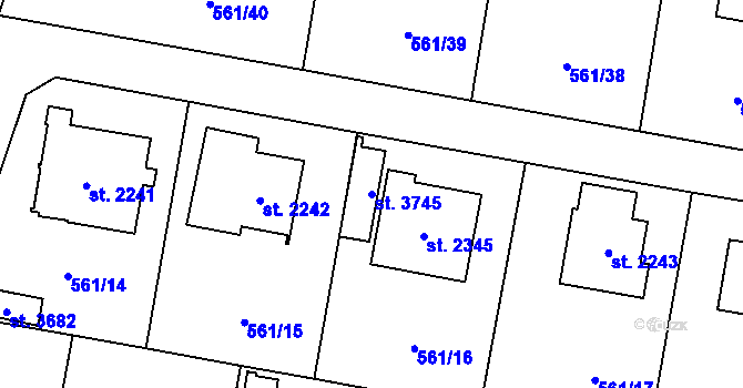 Parcela st. 3745 v KÚ Vrchlabí, Katastrální mapa