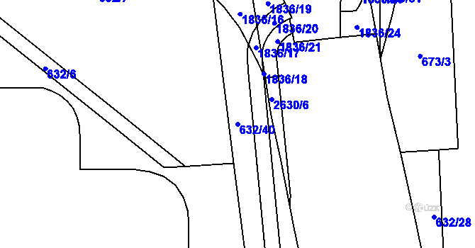 Parcela st. 632/40 v KÚ Vrchlabí, Katastrální mapa