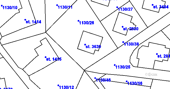 Parcela st. 3630 v KÚ Vrchlabí, Katastrální mapa