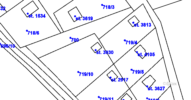 Parcela st. 3930 v KÚ Vrchlabí, Katastrální mapa
