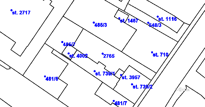 Parcela st. 2765 v KÚ Vrchlabí, Katastrální mapa