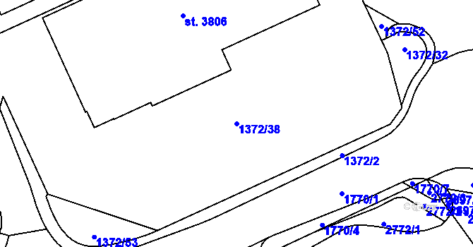 Parcela st. 1372/38 v KÚ Vrchlabí, Katastrální mapa