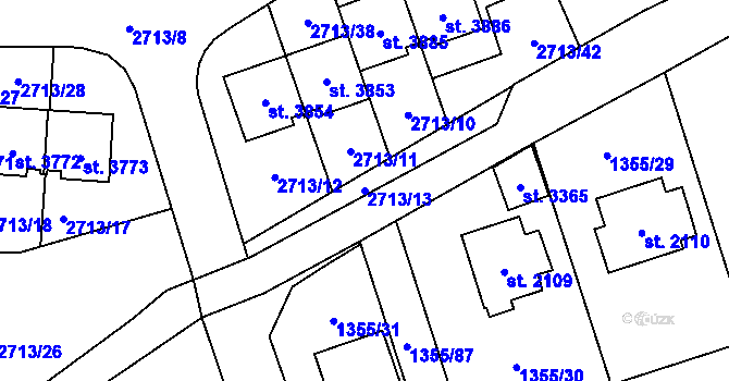 Parcela st. 2713/13 v KÚ Vrchlabí, Katastrální mapa