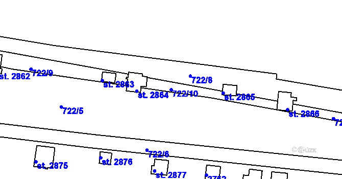 Parcela st. 722/10 v KÚ Vrchlabí, Katastrální mapa
