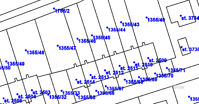 Parcela st. 1355/75 v KÚ Vrchlabí, Katastrální mapa