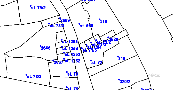 Parcela st. 71/4 v KÚ Vrchlabí, Katastrální mapa