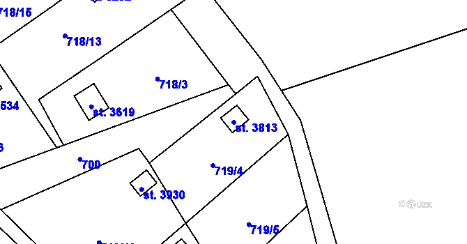 Parcela st. 3813 v KÚ Vrchlabí, Katastrální mapa