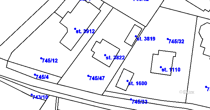 Parcela st. 3822 v KÚ Vrchlabí, Katastrální mapa