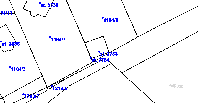 Parcela st. 3753 v KÚ Vrchlabí, Katastrální mapa