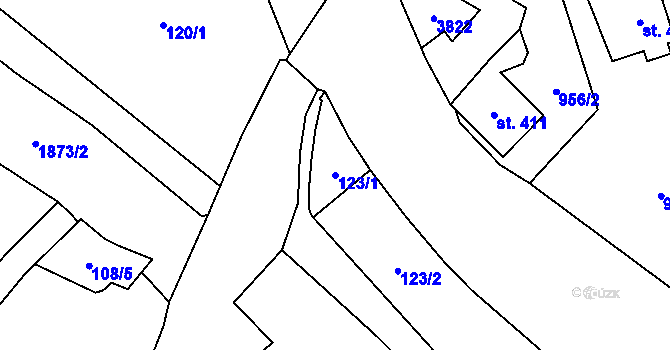 Parcela st. 123/1 v KÚ Vrchlabí, Katastrální mapa