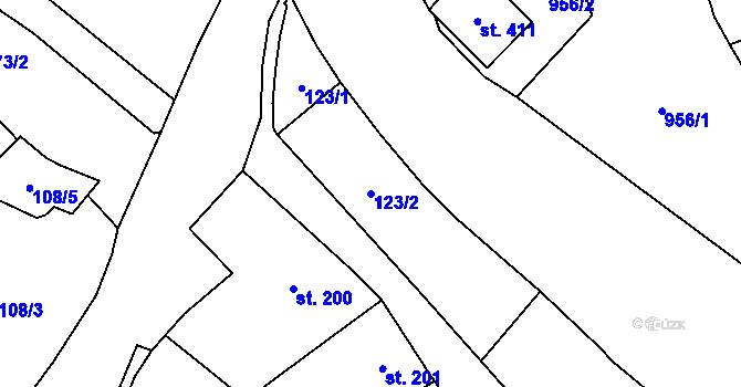 Parcela st. 123/2 v KÚ Vrchlabí, Katastrální mapa