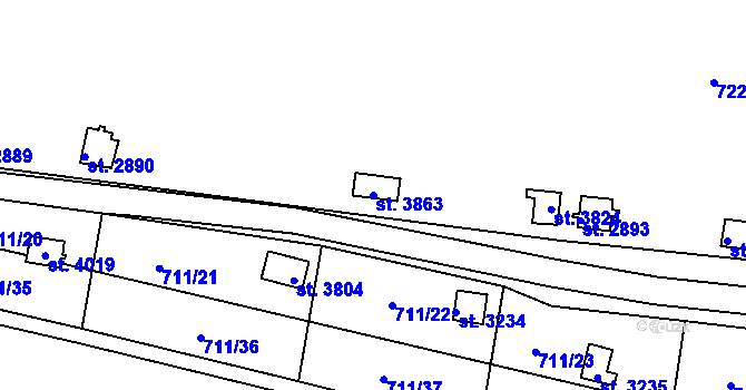 Parcela st. 3863 v KÚ Vrchlabí, Katastrální mapa