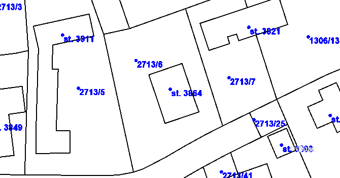 Parcela st. 3864 v KÚ Vrchlabí, Katastrální mapa