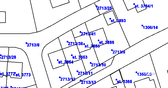 Parcela st. 3885 v KÚ Vrchlabí, Katastrální mapa