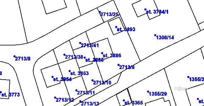 Parcela st. 3886 v KÚ Vrchlabí, Katastrální mapa