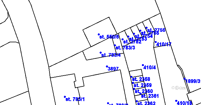 Parcela st. 783/4 v KÚ Vrchlabí, Katastrální mapa