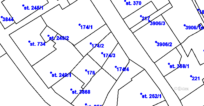 Parcela st. 174/3 v KÚ Vrchlabí, Katastrální mapa