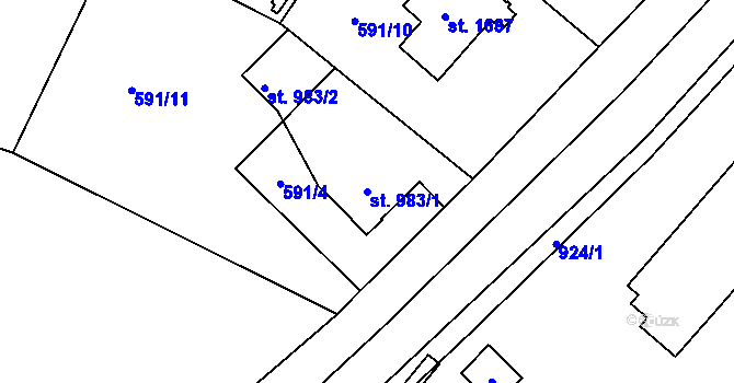 Parcela st. 983/1 v KÚ Vrchlabí, Katastrální mapa