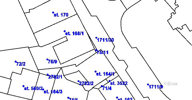 Parcela st. 75/11 v KÚ Vrchlabí, Katastrální mapa