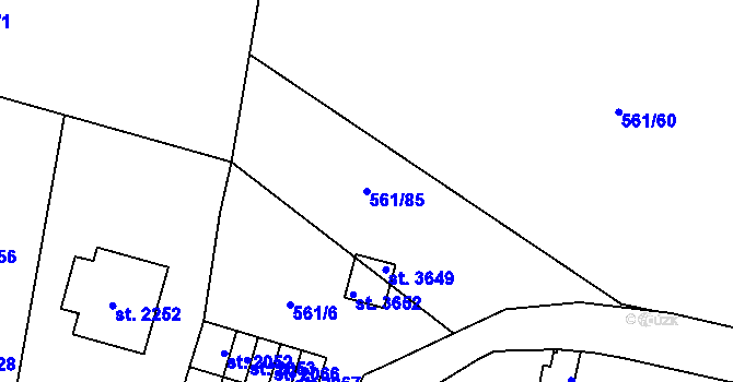 Parcela st. 561/85 v KÚ Vrchlabí, Katastrální mapa
