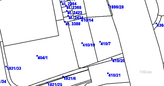 Parcela st. 410/19 v KÚ Vrchlabí, Katastrální mapa