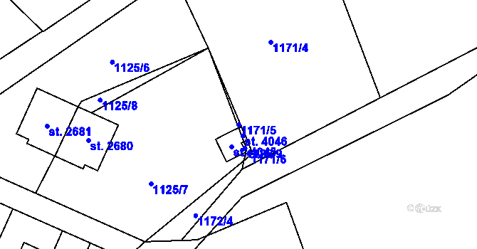 Parcela st. 1171/5 v KÚ Vrchlabí, Katastrální mapa