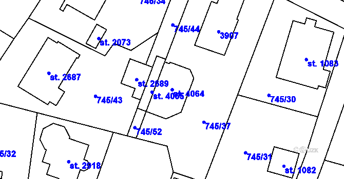 Parcela st. 4064 v KÚ Vrchlabí, Katastrální mapa