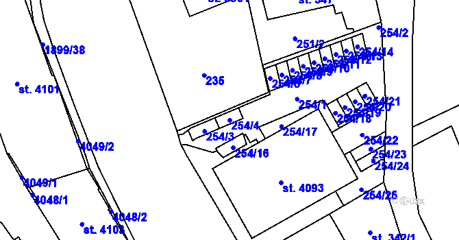 Parcela st. 254/4 v KÚ Vrchlabí, Katastrální mapa