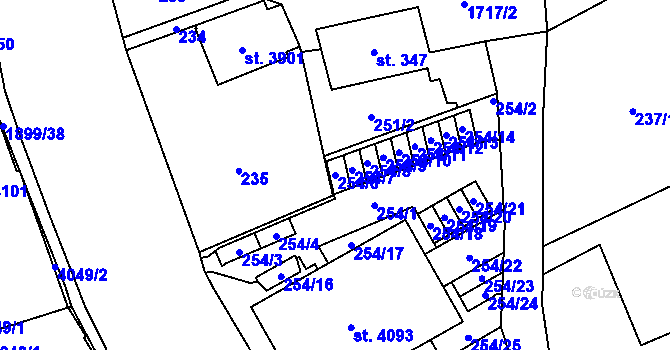 Parcela st. 254/6 v KÚ Vrchlabí, Katastrální mapa