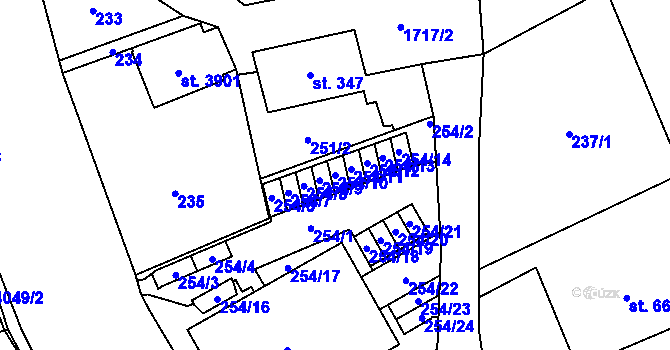 Parcela st. 254/10 v KÚ Vrchlabí, Katastrální mapa