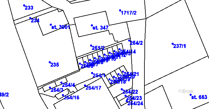 Parcela st. 254/11 v KÚ Vrchlabí, Katastrální mapa