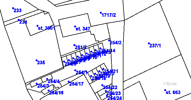 Parcela st. 254/13 v KÚ Vrchlabí, Katastrální mapa