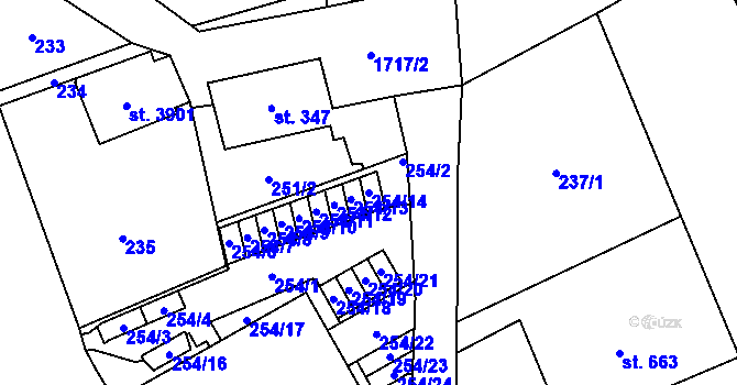 Parcela st. 254/14 v KÚ Vrchlabí, Katastrální mapa