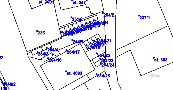 Parcela st. 254/18 v KÚ Vrchlabí, Katastrální mapa