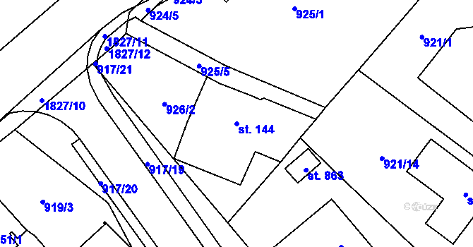 Parcela st. 144 v KÚ Podhůří-Harta, Katastrální mapa