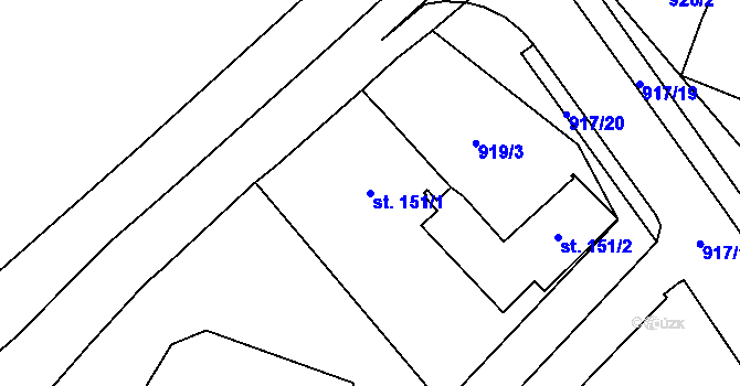 Parcela st. 151/1 v KÚ Podhůří-Harta, Katastrální mapa