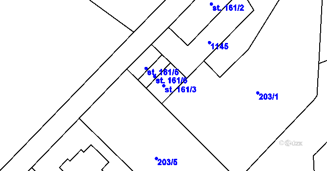 Parcela st. 161/3 v KÚ Podhůří-Harta, Katastrální mapa