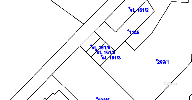 Parcela st. 161/6 v KÚ Podhůří-Harta, Katastrální mapa