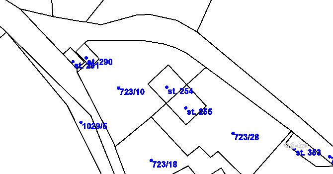 Parcela st. 254 v KÚ Podhůří-Harta, Katastrální mapa