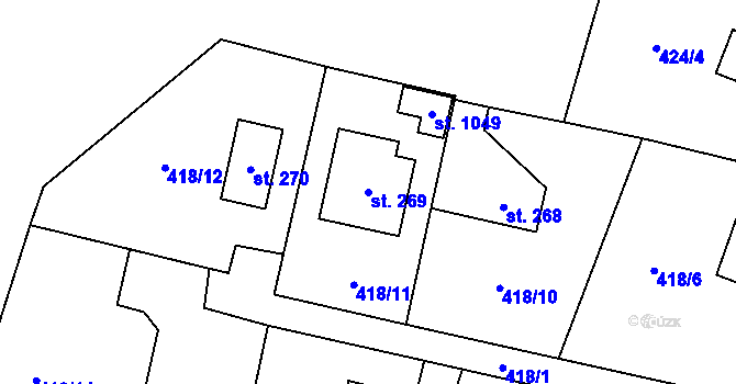 Parcela st. 269 v KÚ Podhůří-Harta, Katastrální mapa