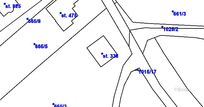 Parcela st. 338 v KÚ Podhůří-Harta, Katastrální mapa