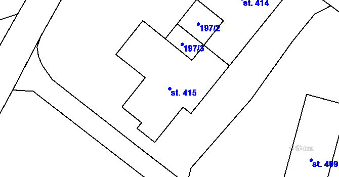 Parcela st. 415 v KÚ Podhůří-Harta, Katastrální mapa