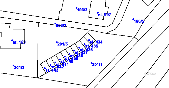 Parcela st. 435 v KÚ Podhůří-Harta, Katastrální mapa