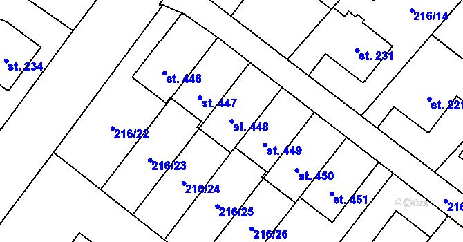 Parcela st. 448 v KÚ Podhůří-Harta, Katastrální mapa