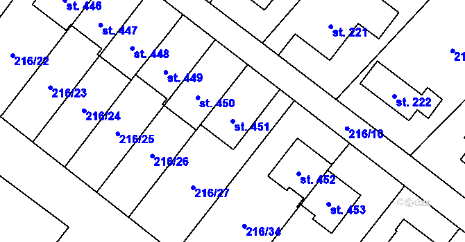 Parcela st. 451 v KÚ Podhůří-Harta, Katastrální mapa