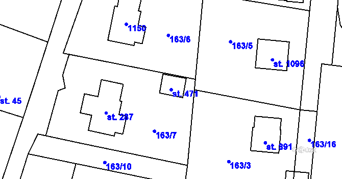 Parcela st. 471 v KÚ Podhůří-Harta, Katastrální mapa
