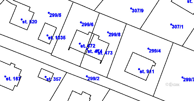 Parcela st. 473 v KÚ Podhůří-Harta, Katastrální mapa